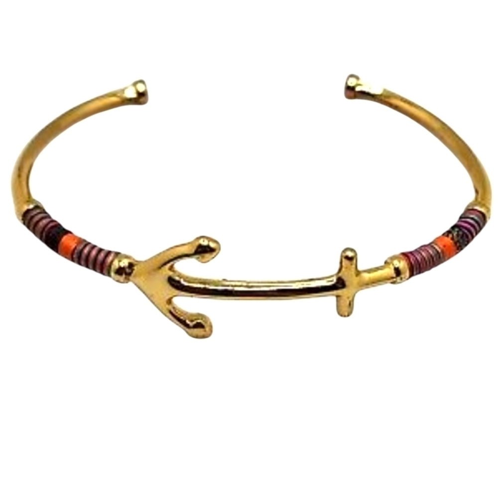 Stella and Dot Gold Anchor Bracelet with Multicolor Beads